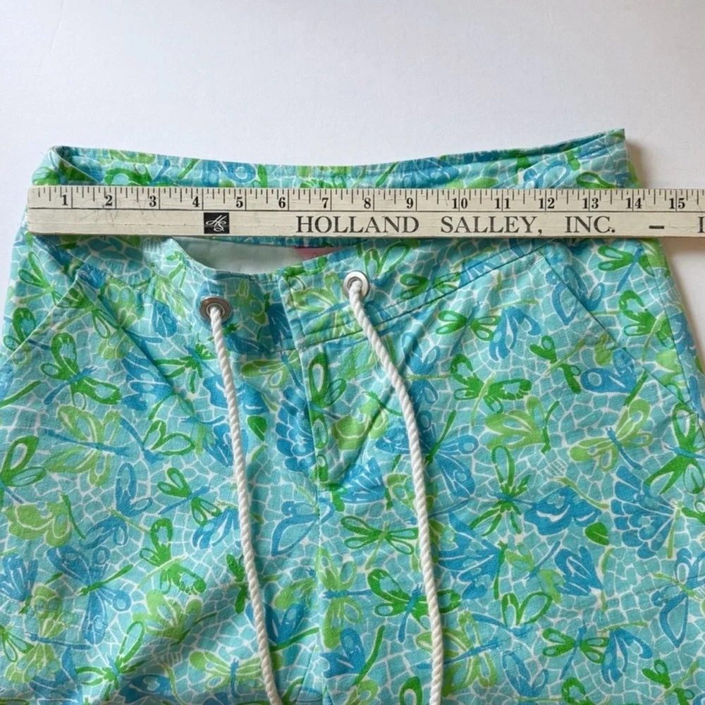 Lilly Pulitzer Linen Pants Wide Leg Palm Beach Fit Blue Green Dragonfly print - Picture 7 of 9